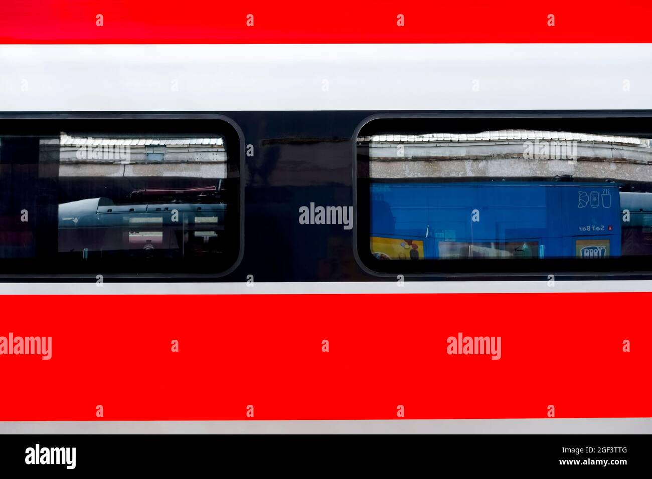 Italian high speed train. European high speed rail transport. Italy. Europe, EU. Copy space. Stock Photo