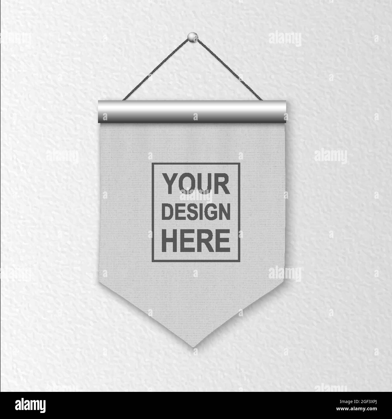 Vector 3d Realistic Blank White Pennant Wall Hanging, Design Template