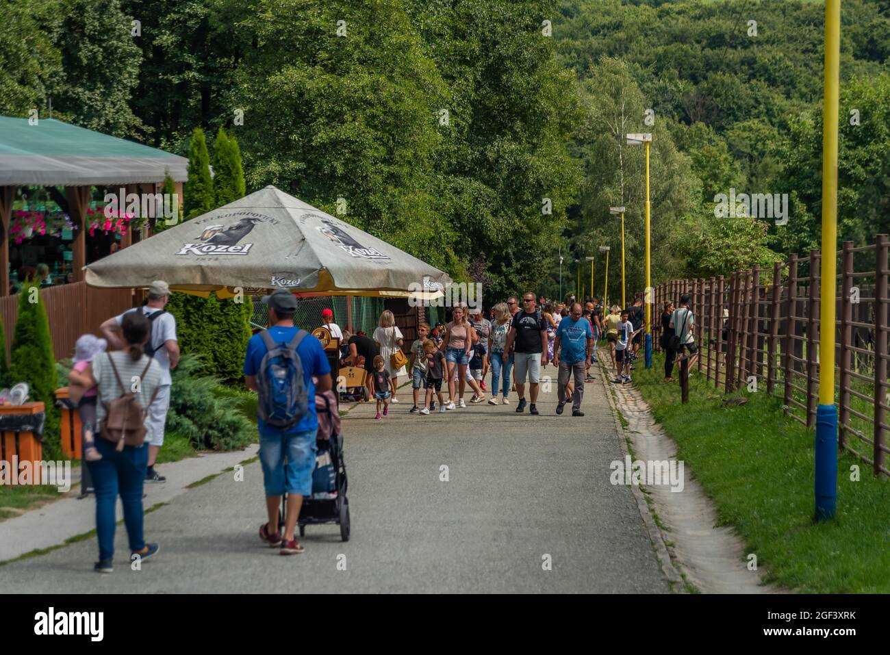 Many people visitors in Kosice ZOO in end of holiday last hot summer day 22 08 2021 Stock Photo