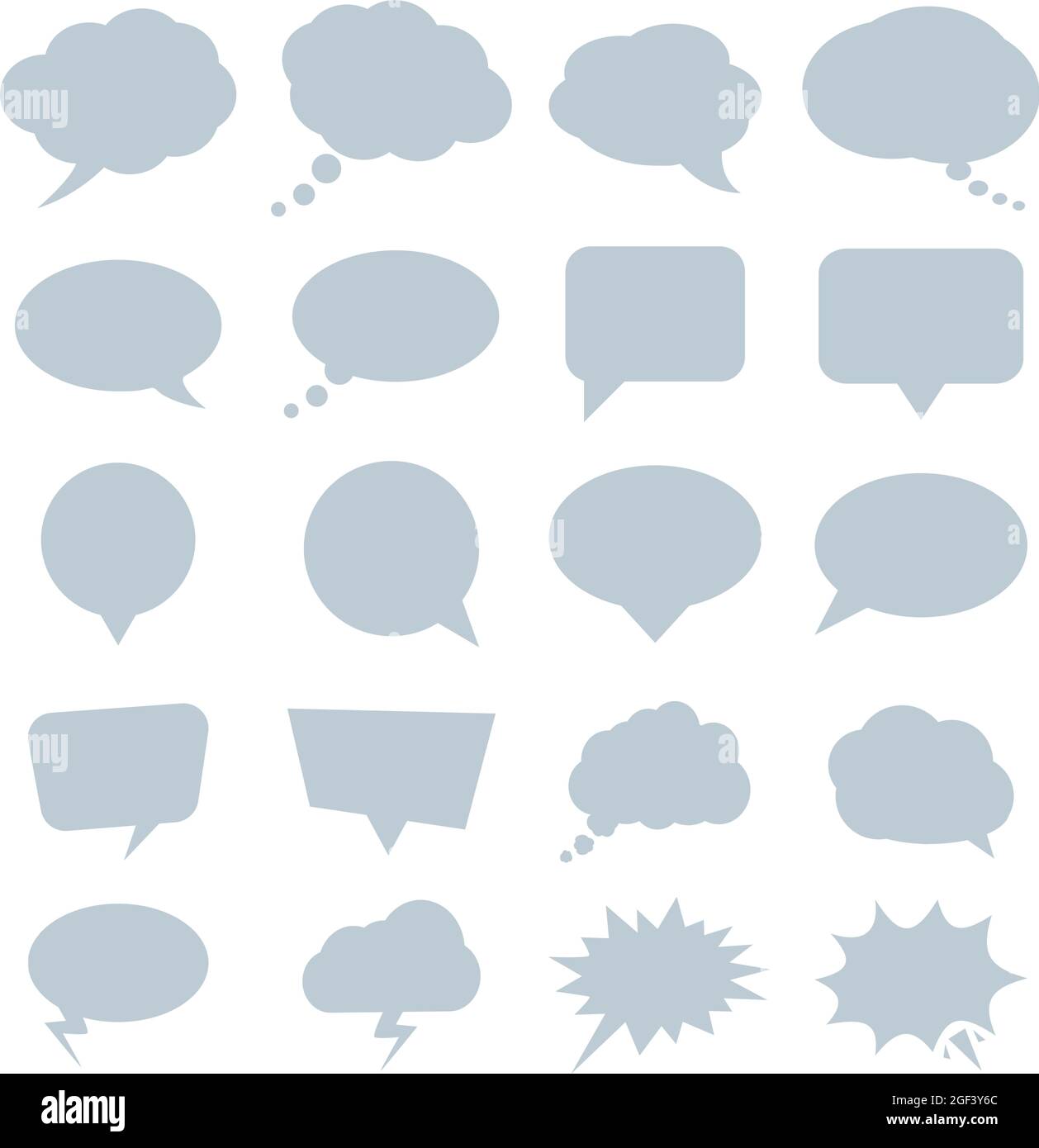 collection of comic or cartoon speech bubbles isolated on white ...