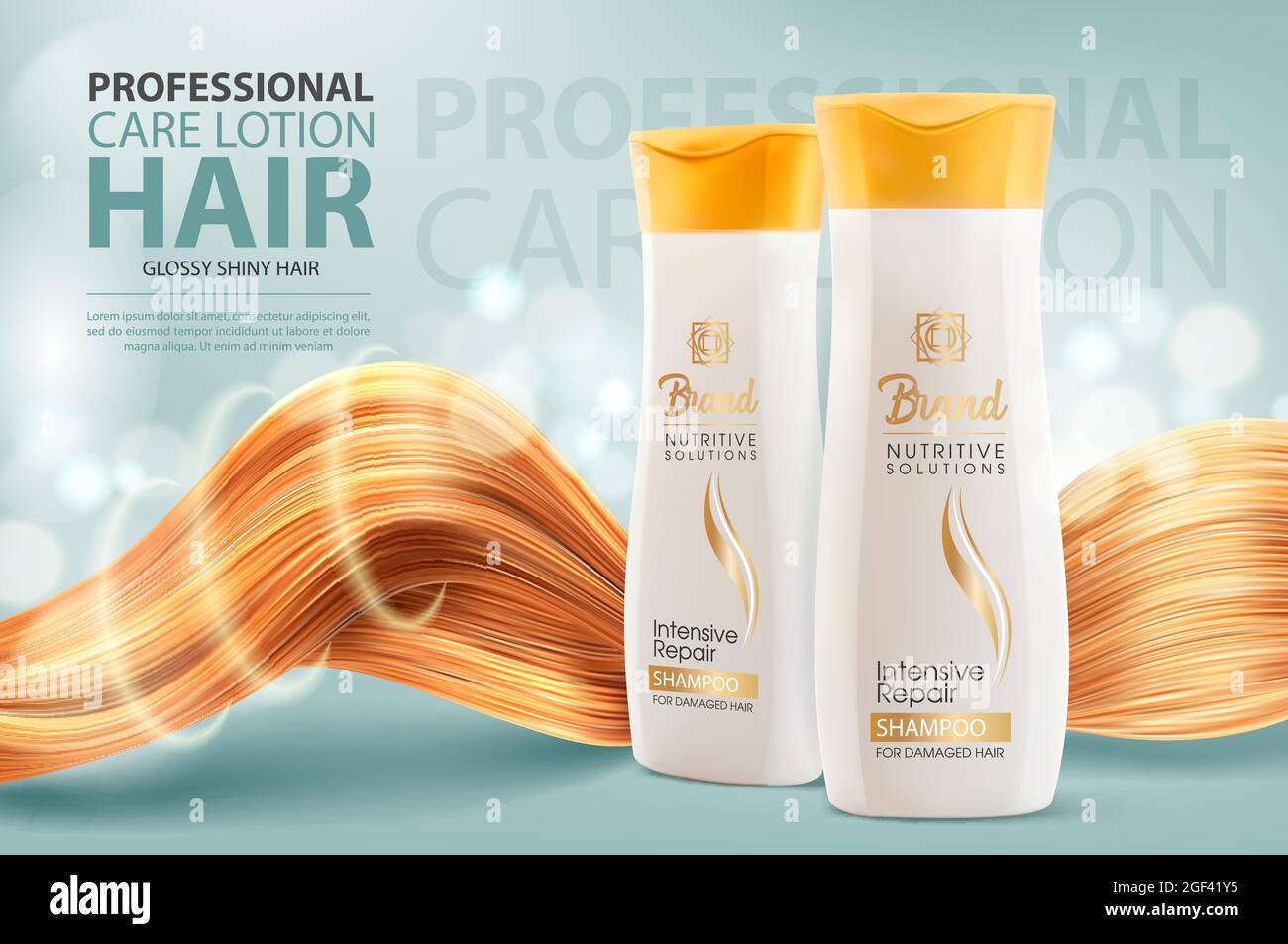 Hair shampoo or conditioner, cosmetic bottles and shining hair vector ad  banner. Professional care lotion tubes for intensive repair. Cosmetics  beauty Stock Vector Image & Art - Alamy