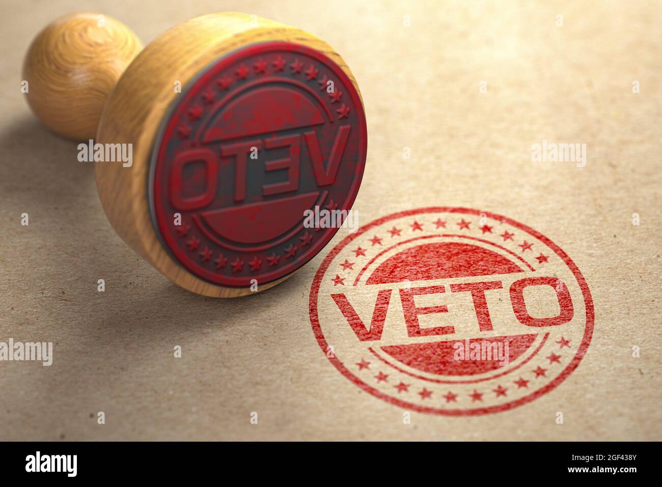 Veto stamp on craft paper. 3d illustration. Stock Photo