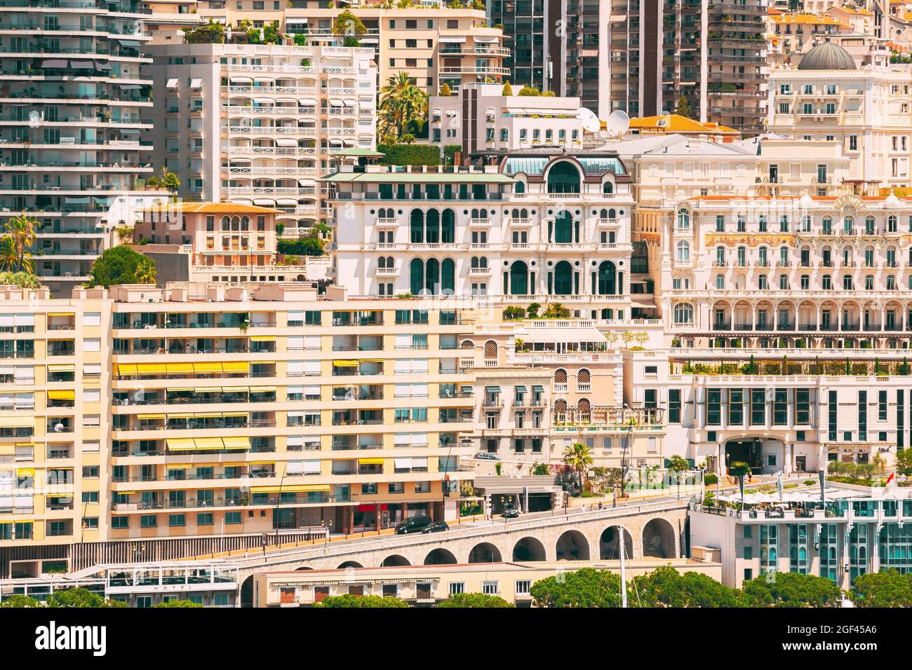 Monaco, Monte Carlo Real Estate Architecture On Mountain Hill