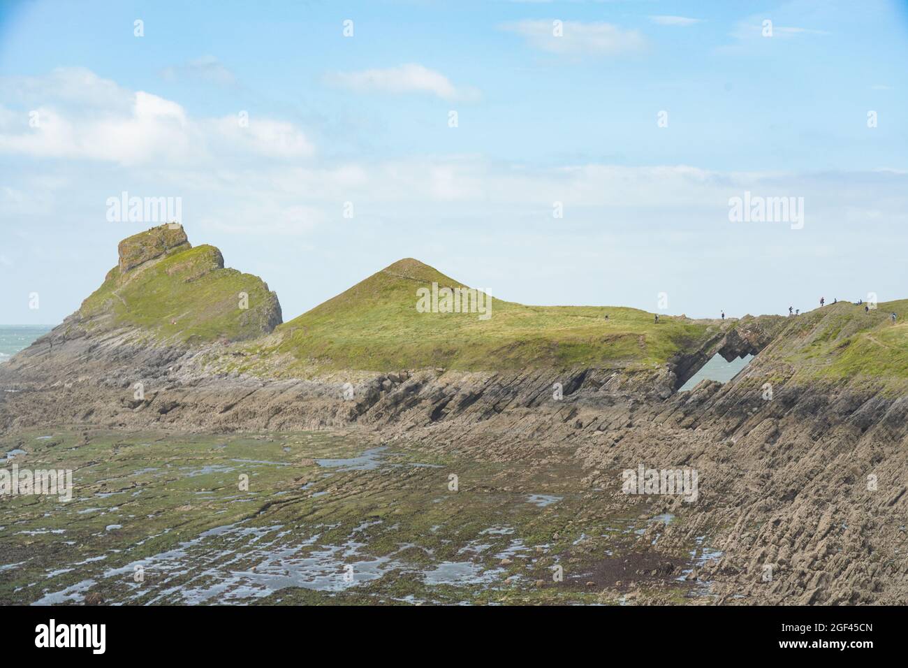 Views of the WormÕs Head Causeway and the DevilÕs Bridge near Rhossili on the Gower Peninsula in South Wales. Photo date: Sunday, August 8, 2021. Phot Stock Photo