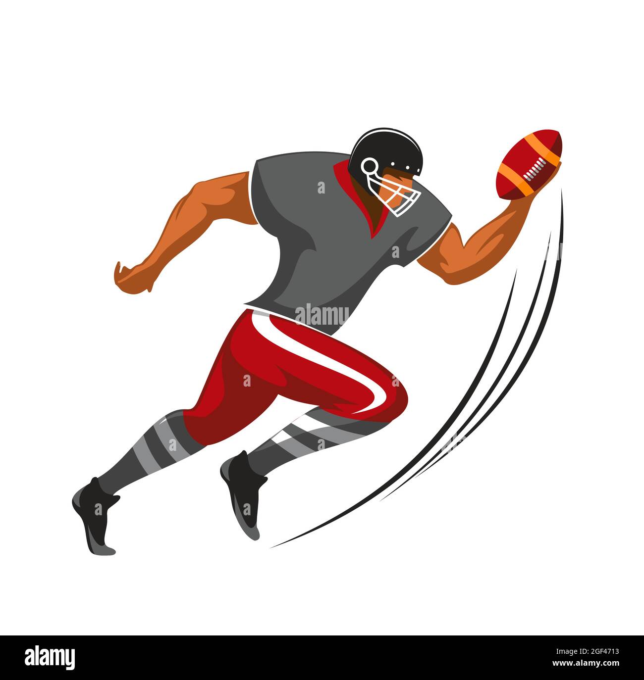 Running back player, american football game athlete in uniform and