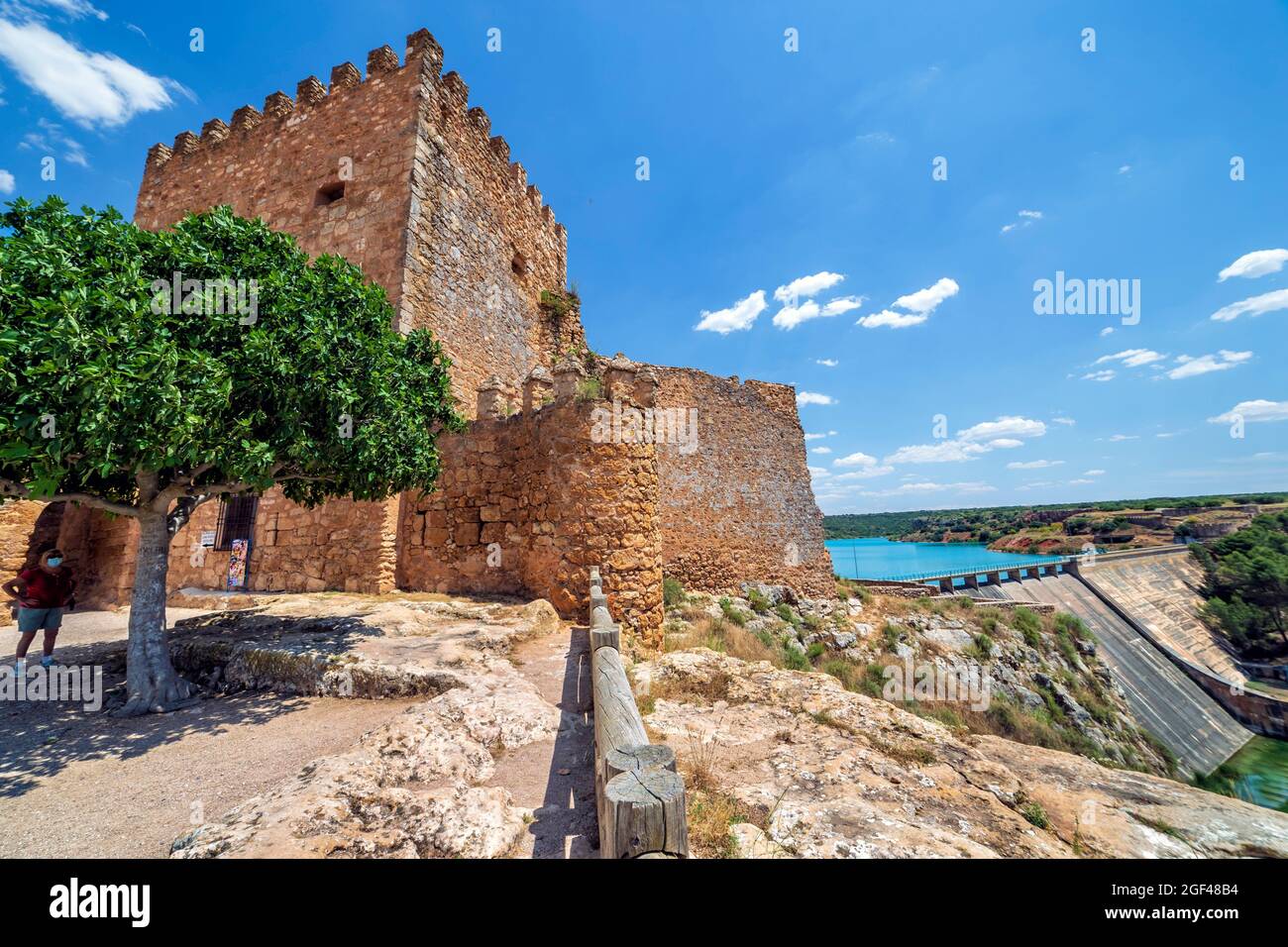 Peniarroya castle and reservoir. Ciudad Real. Spain. Europe. Stock Photo