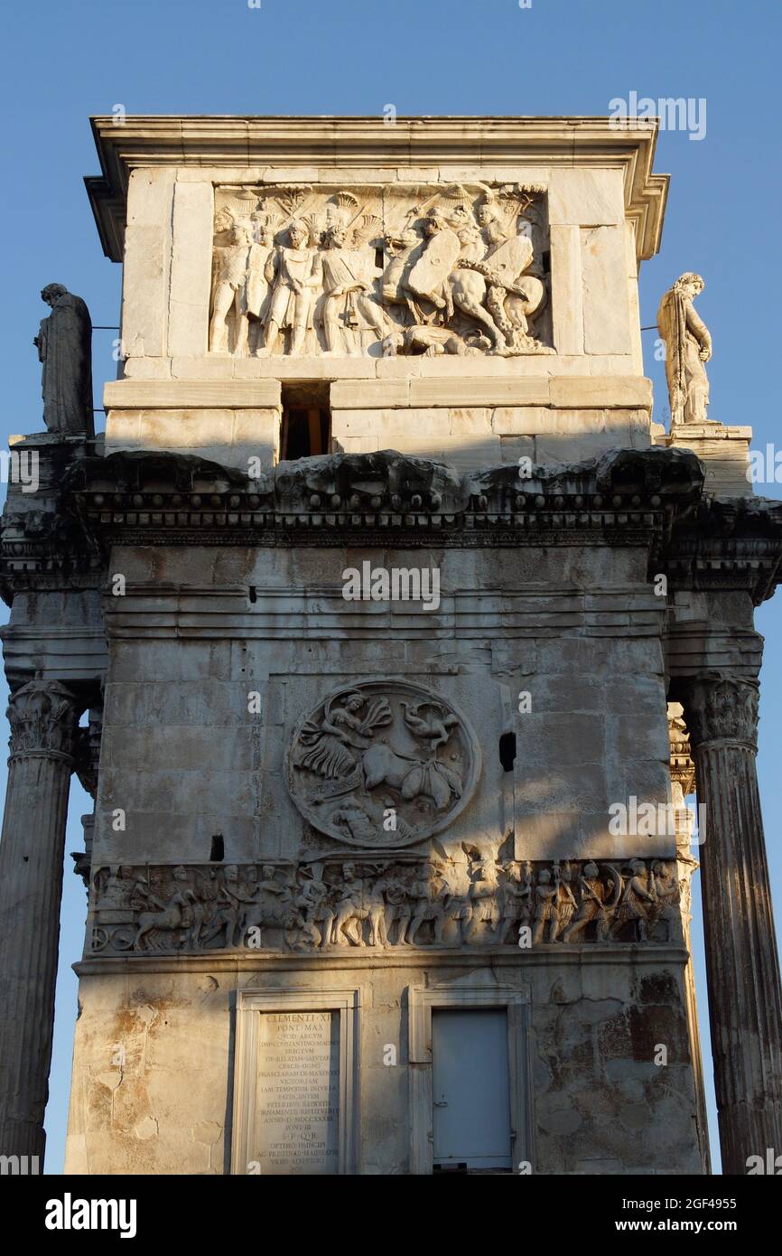 Rome (Italy). Side of the Arch of Constantine in the city of Rome. Stock Photo