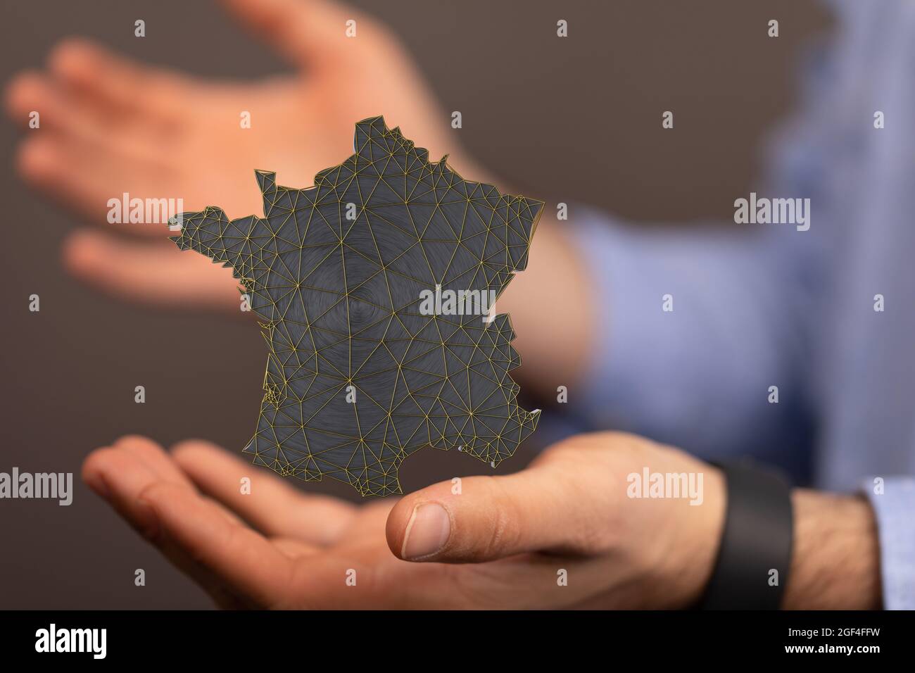 3D rendered France map in male hand Stock Photo - Alamy