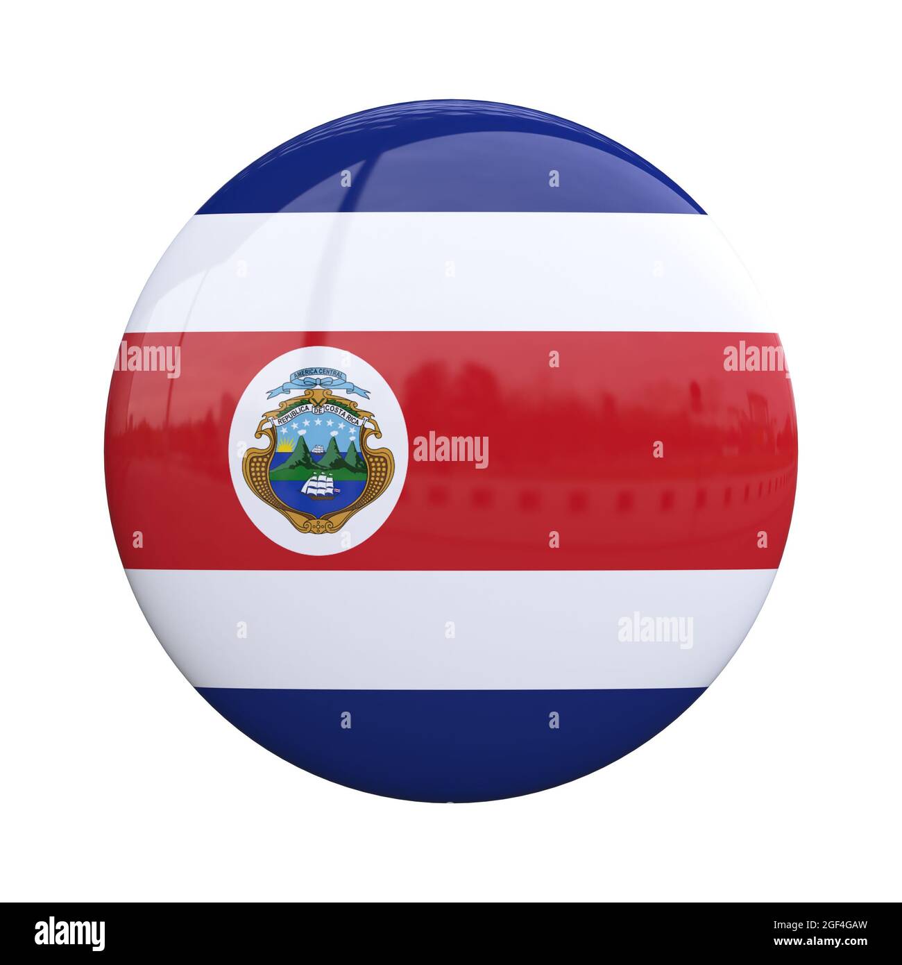 Costa Rica national flag badge, nationality pin 3d rendering Stock