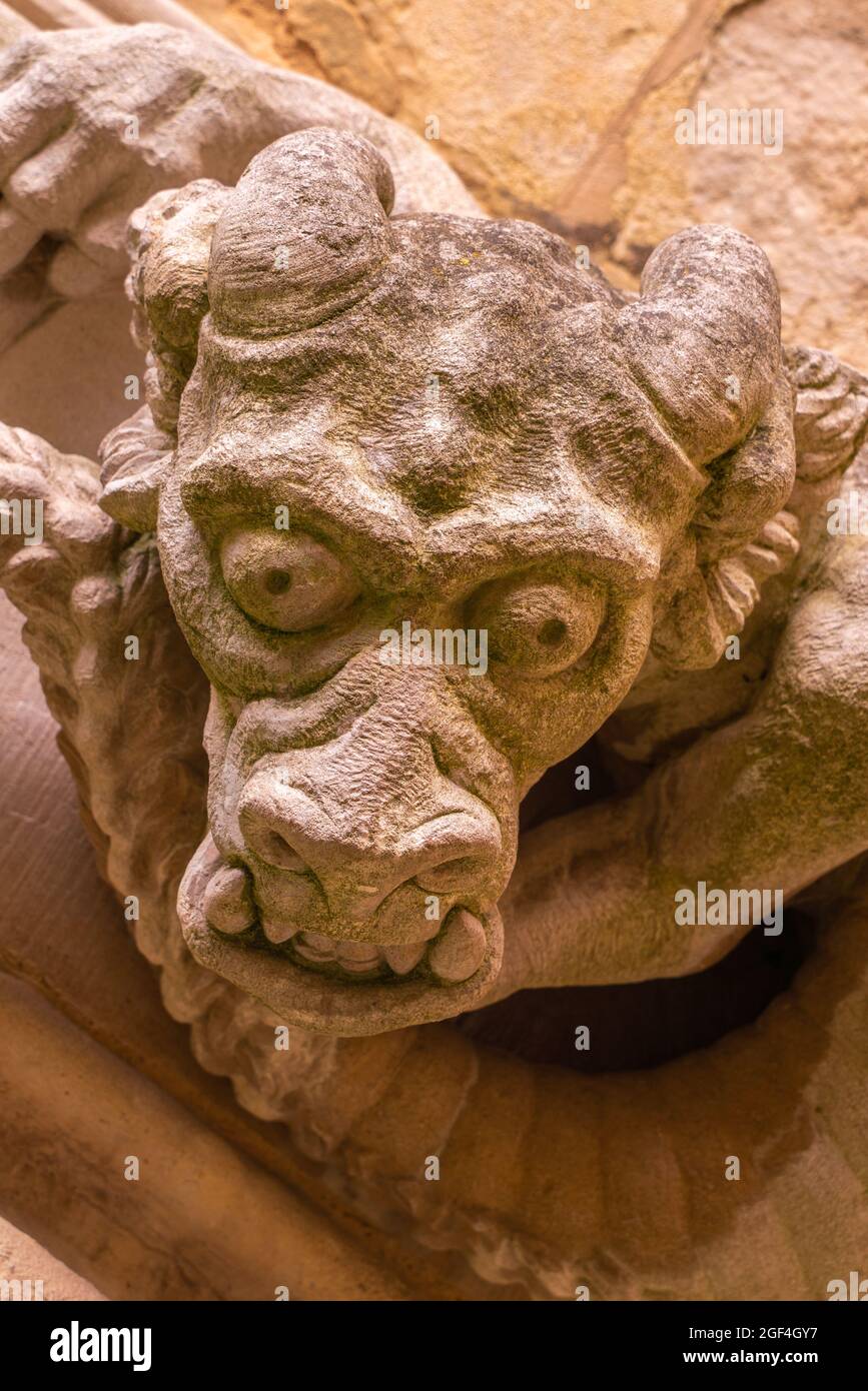 Gargoyles, stone statues, attached, buildings, decoration, waterspouts, rainwater flow, carved