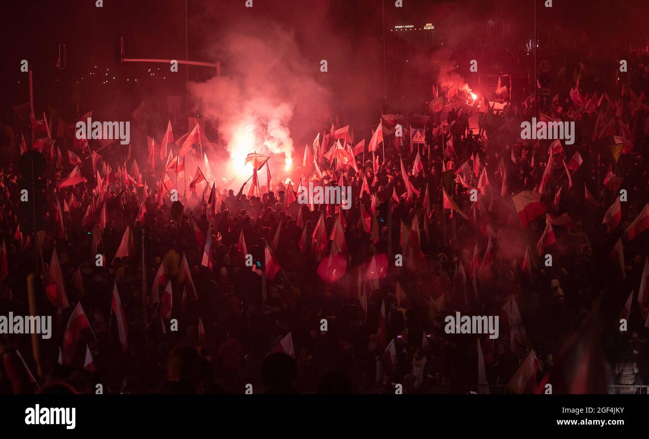 Independence march in Poland Stock Photo