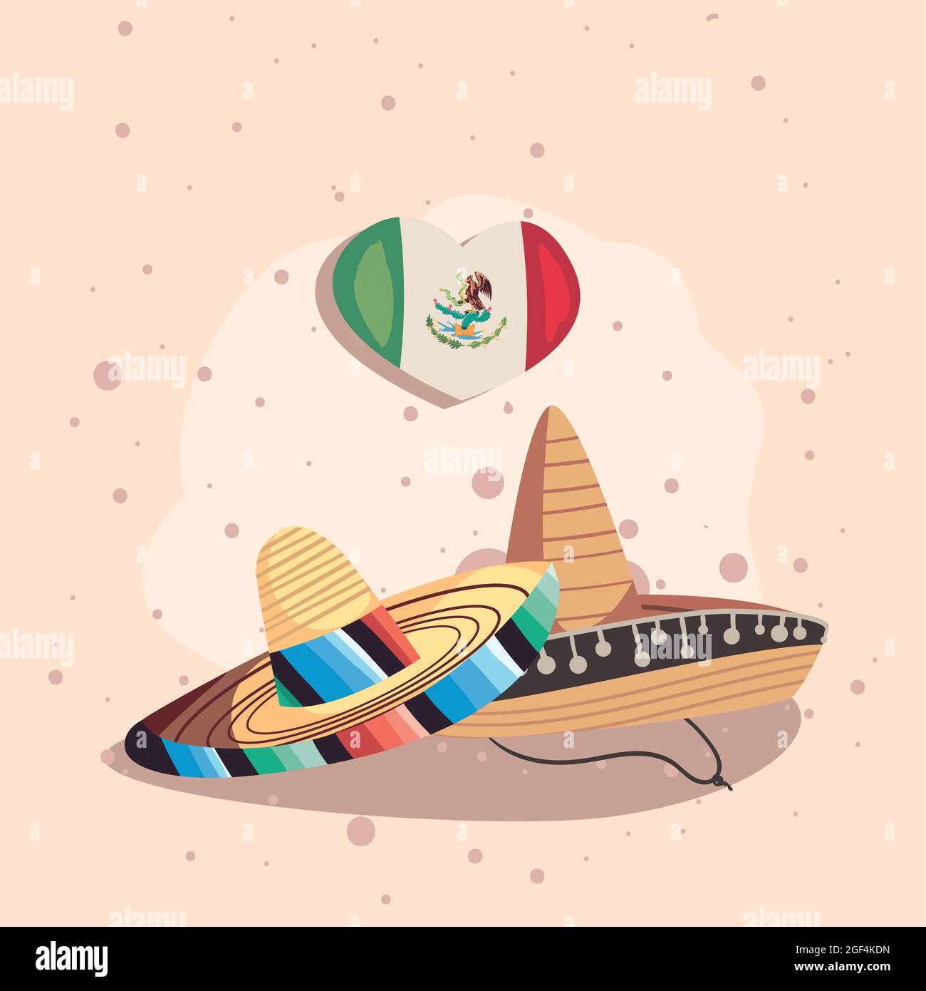 mexican celebration with straw hats and flag Stock Vector Image & Art