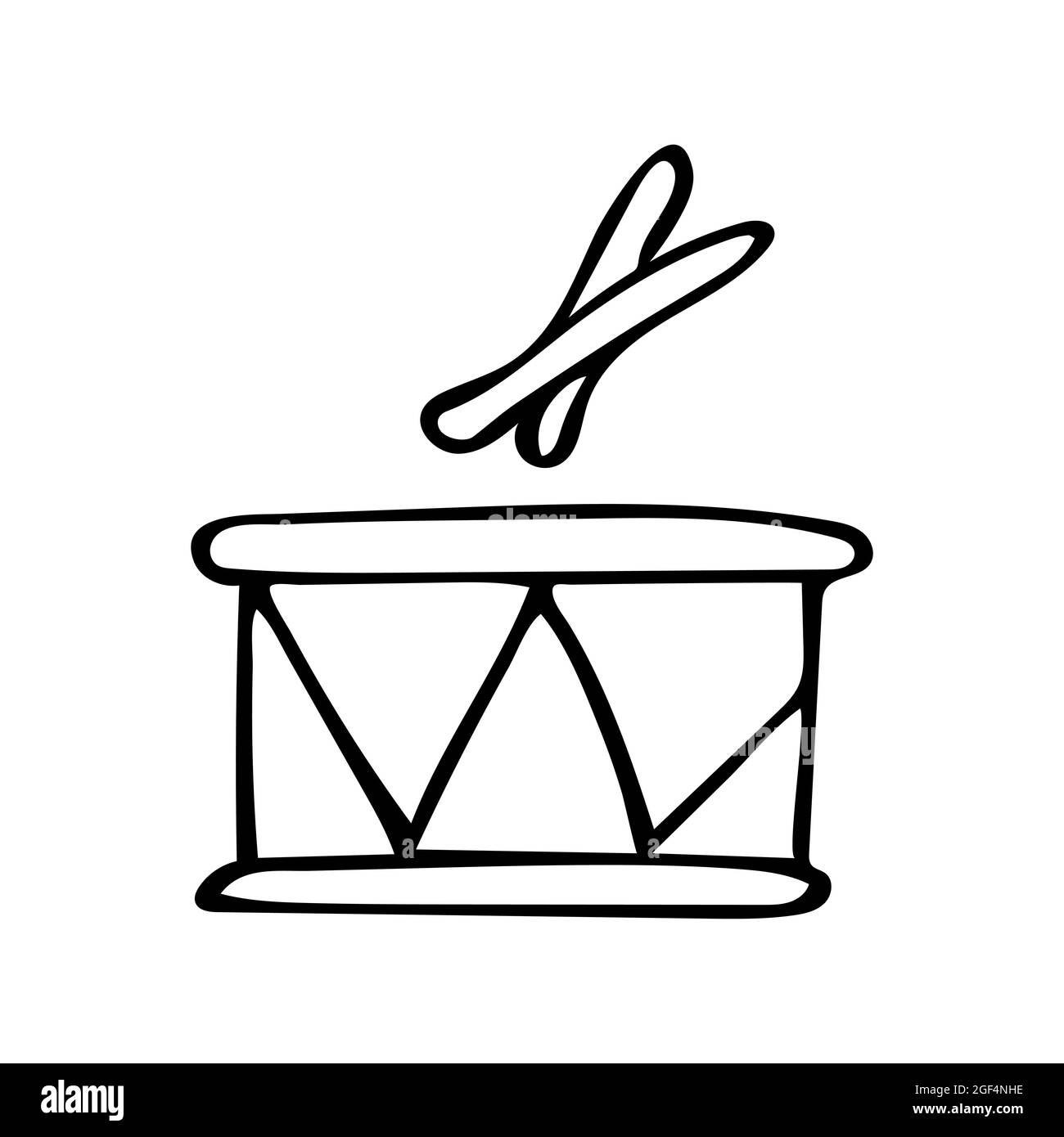 Drum vector illustration. Hand drawn icon and symbol for print. Stock Vector