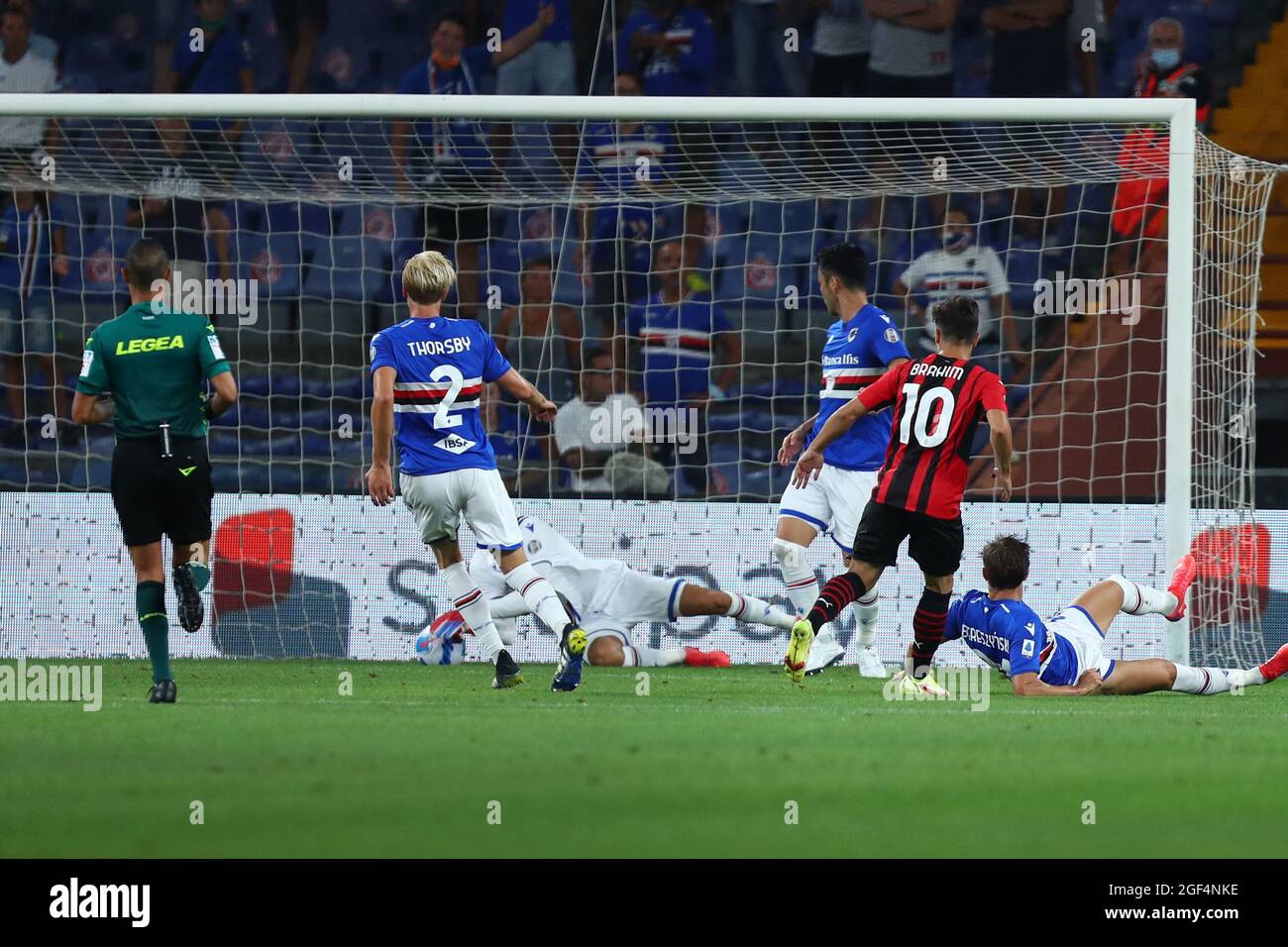 Genoa Italy 23rd Aug 21 Brahim Diaz Of Ac Milan Scores His Team S First Goal During The Serie A Match Between Uc Sampdoria And Ac Milan At Stadio Luigi Ferraris On August Genoa Italy 23rd Aug 21 Brahim Diaz Of Ac Milan Scores His Team S First Goal During The Serie A Match Between Uc Sampdoria And Ac Milan At Stadio Luigi Ferraris On August