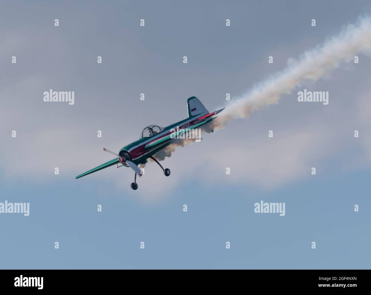 MOSCOW REGION, CHERNOE AIRFIELD 22 May 2021: airplane yak-55 the Sky aviation festival, theory and practice. Stock Photo