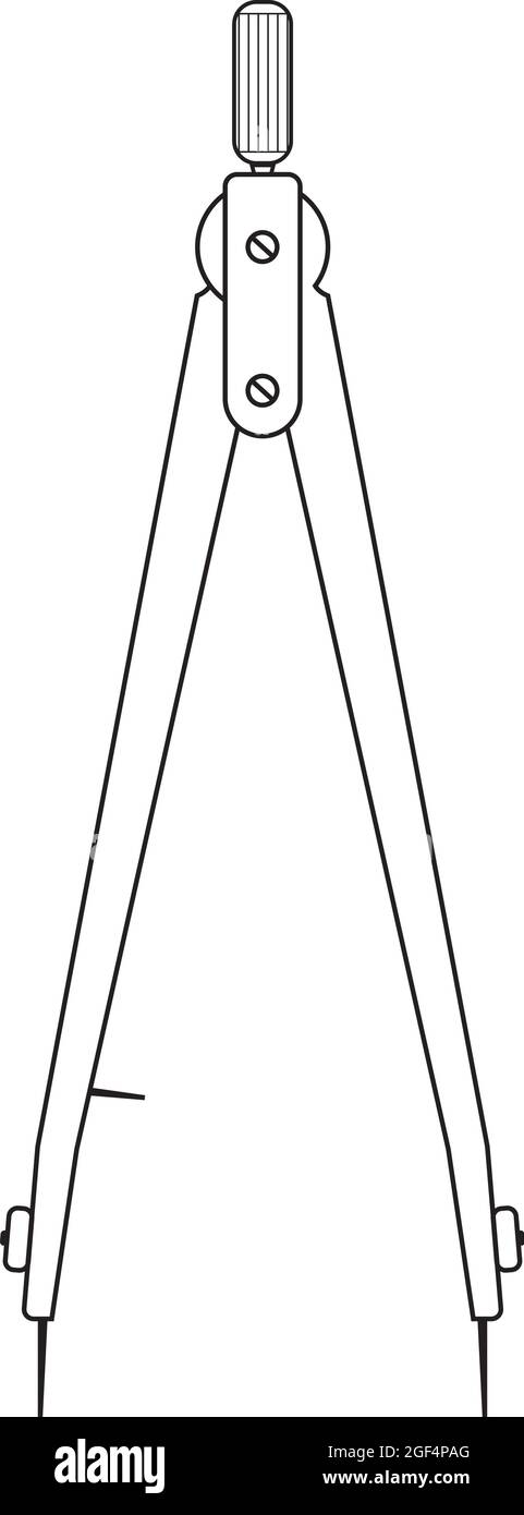 Drawing compass. Circinus outline vector. Draw. Si Stock Vector