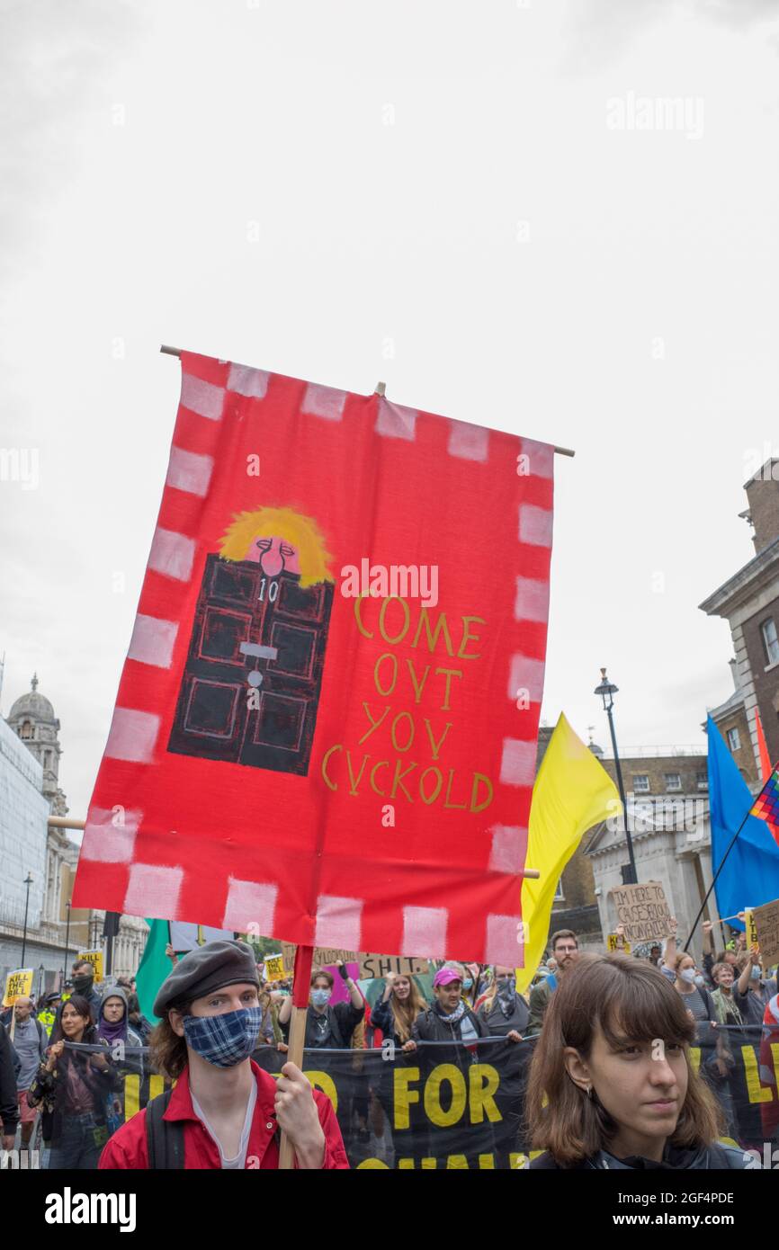 Members across XR and BLM return to London after a short Hiatus to protests against The Police, Crime, Sentencing and Courts Bill Stock Photo