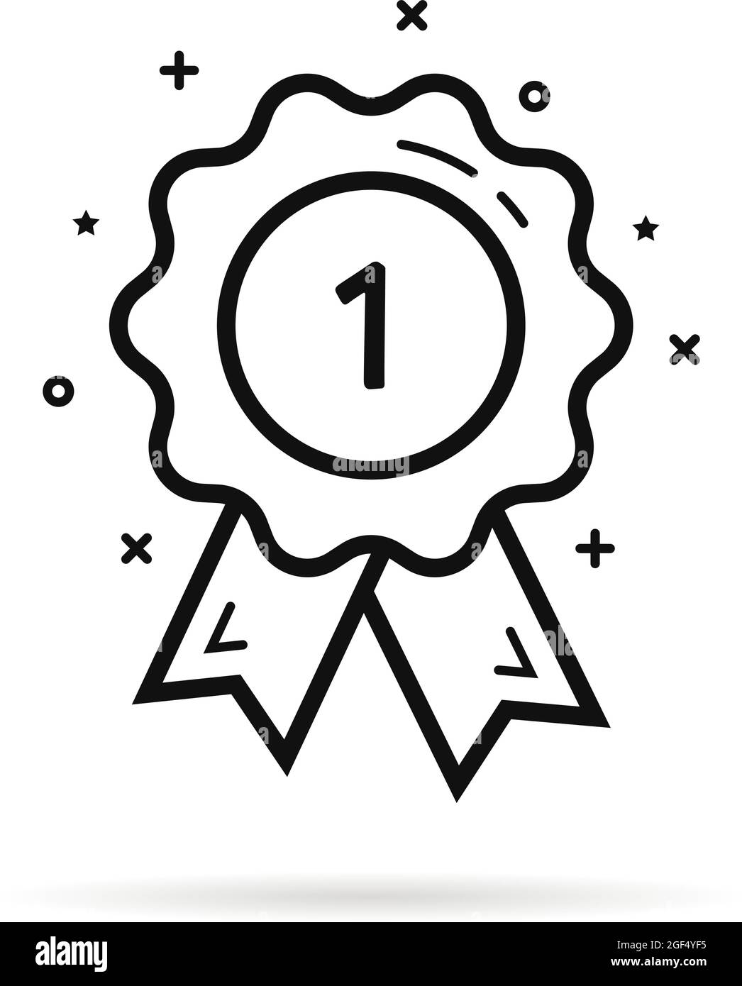 thin line award medal like 1st icon Stock Vector