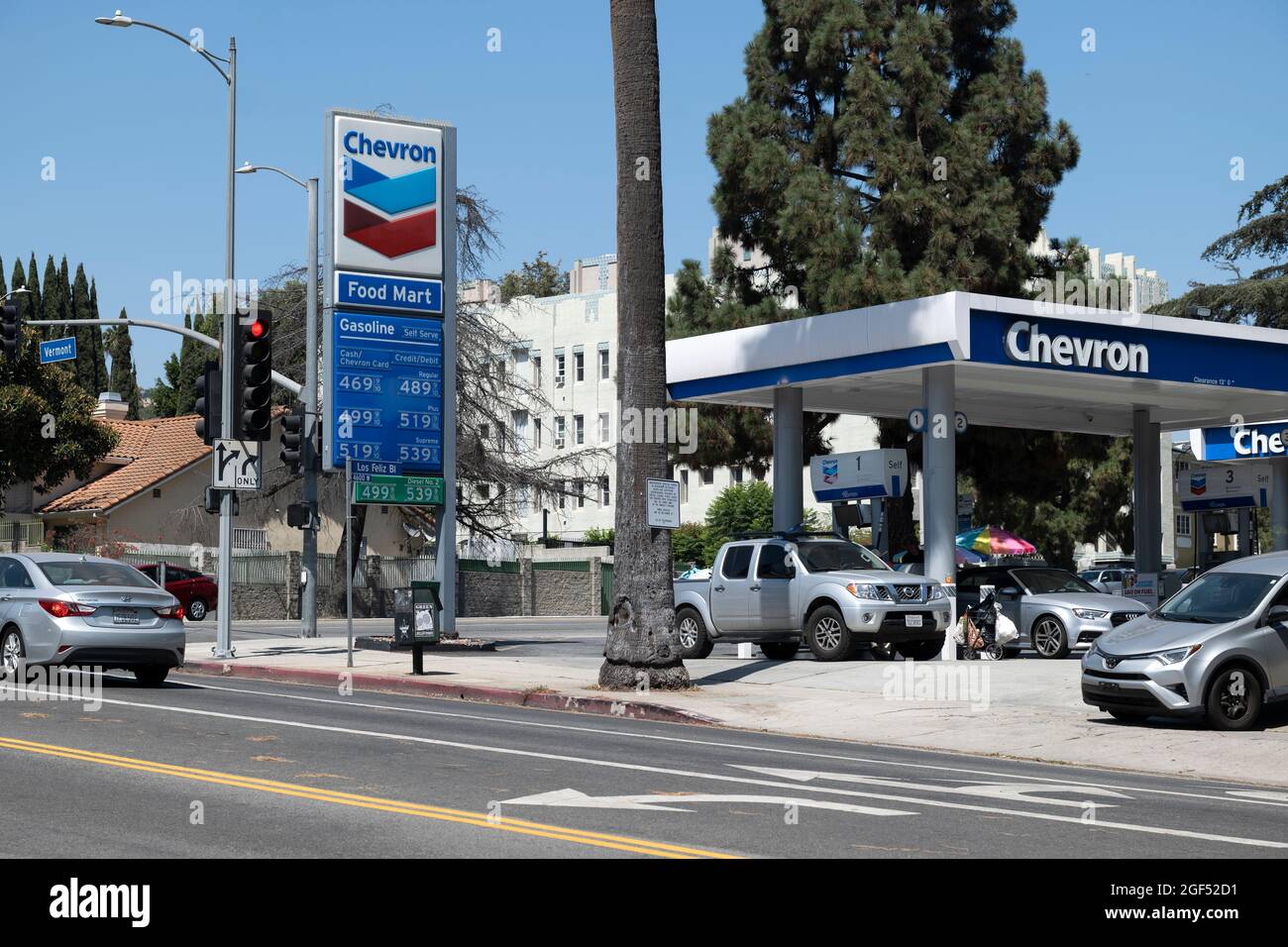 Los Angeles, CA USA August 6, 2021 Staggering gas prices at a