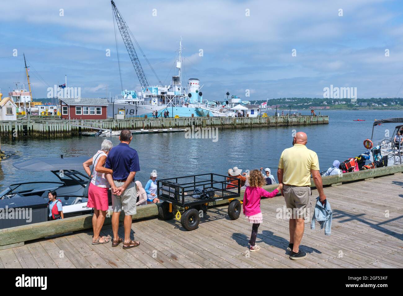 Halifax, Nova Scotia, Canada - 10 August 2021: People enjoy sunny day at Halifax Harbourfront, Canada Stock Photo