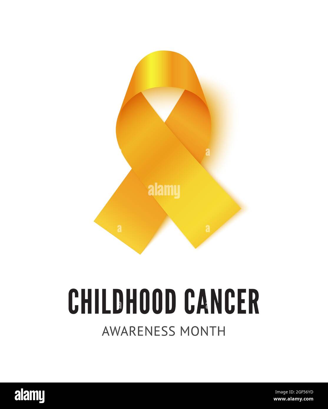 Childhood cancer ribbon for awareness month concept. Realistic vector gold ribbon Stock Vector