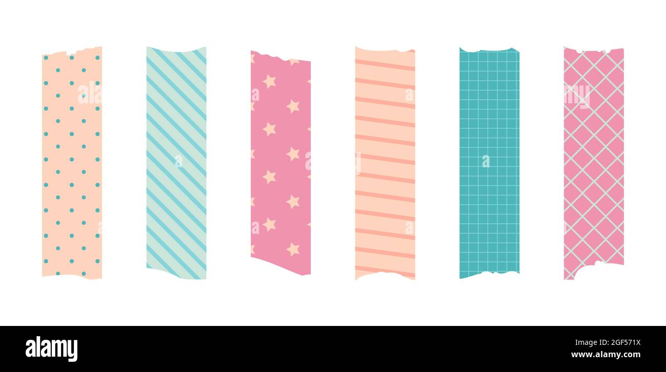 Washi masking tape set. Cute scotch paper sticker for scrapbook. Tape