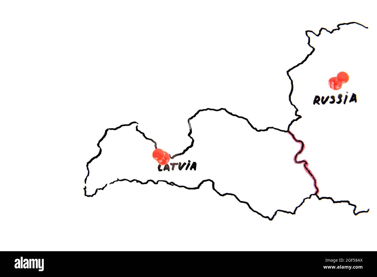 Map of Latvia and Russia territorial dispute concept Stock Photo Alamy