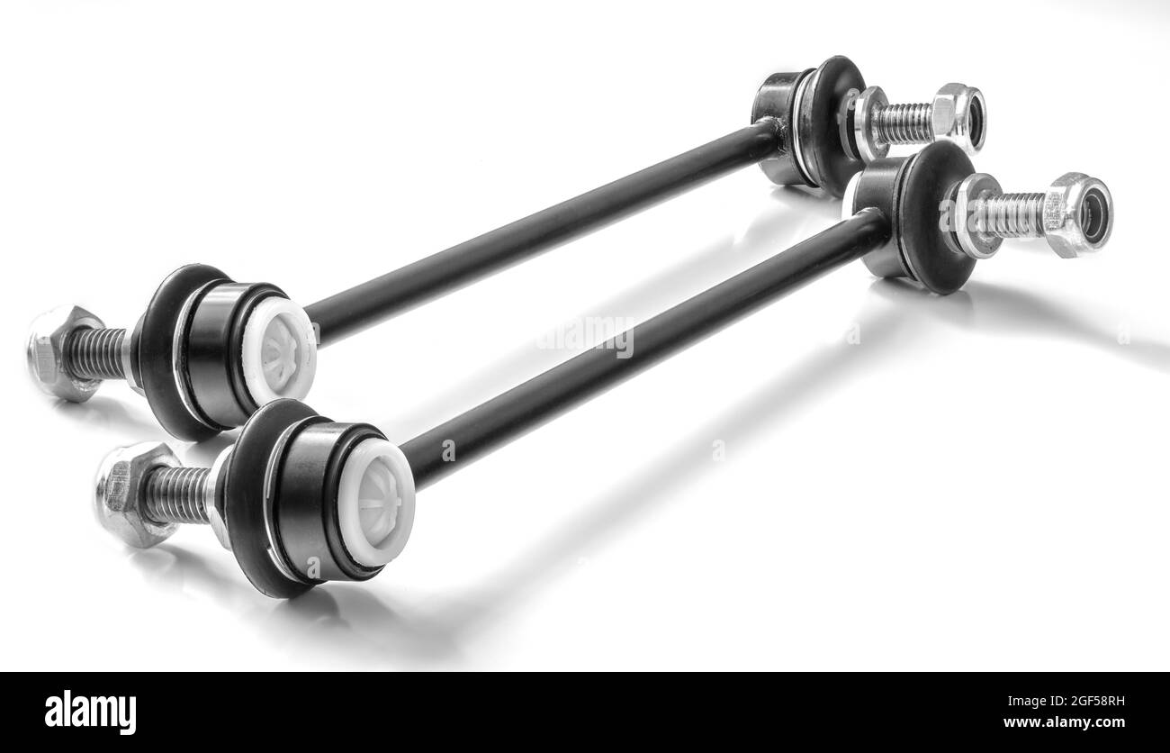 two rack stabilizer of front car suspension on white background
