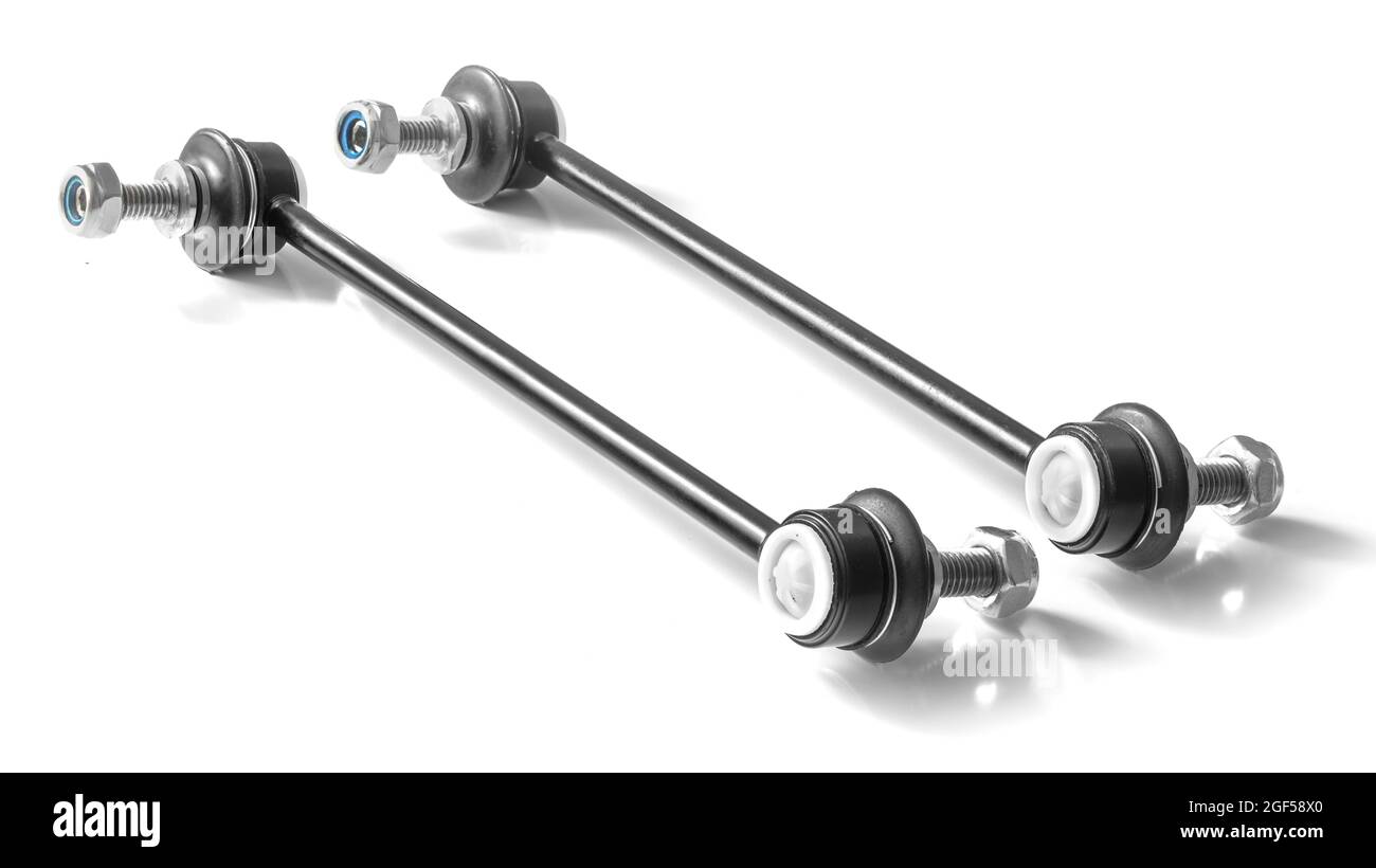two rack stabilizer of front car suspension on white background