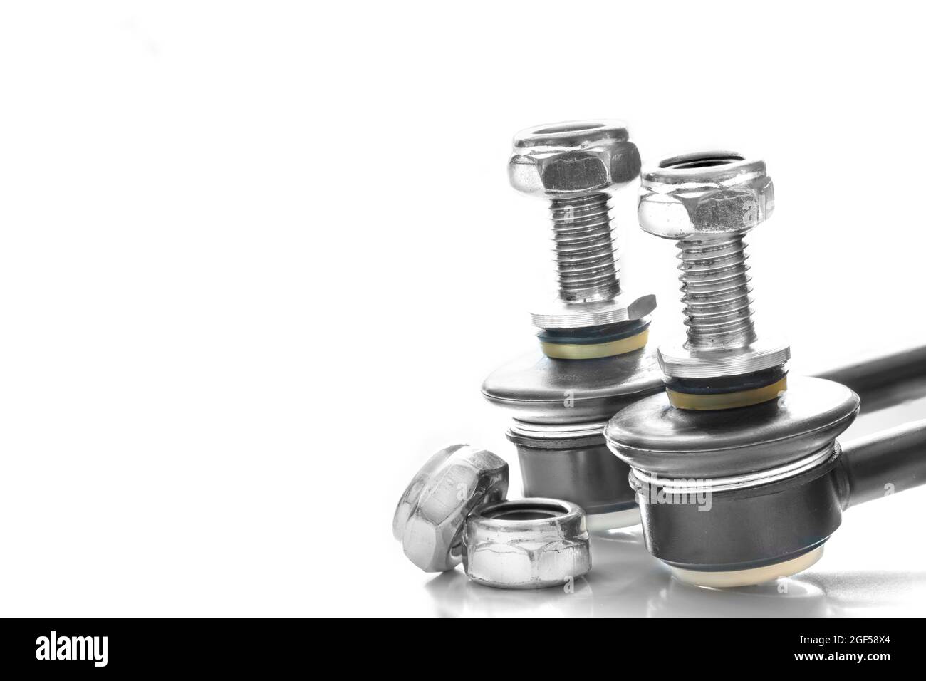 two rack stabilizer of front car suspension on white background