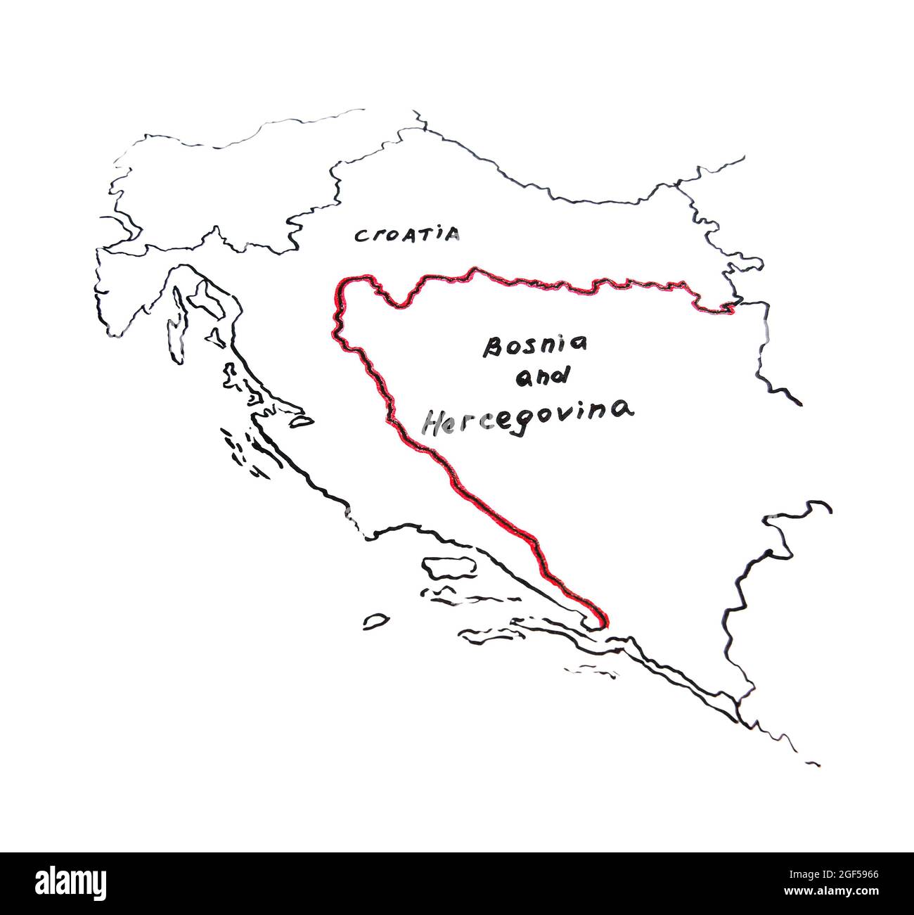 Map of Croatia and Bosnia and Herzegovina - territorial dispute concept Stock Photo - Alamy