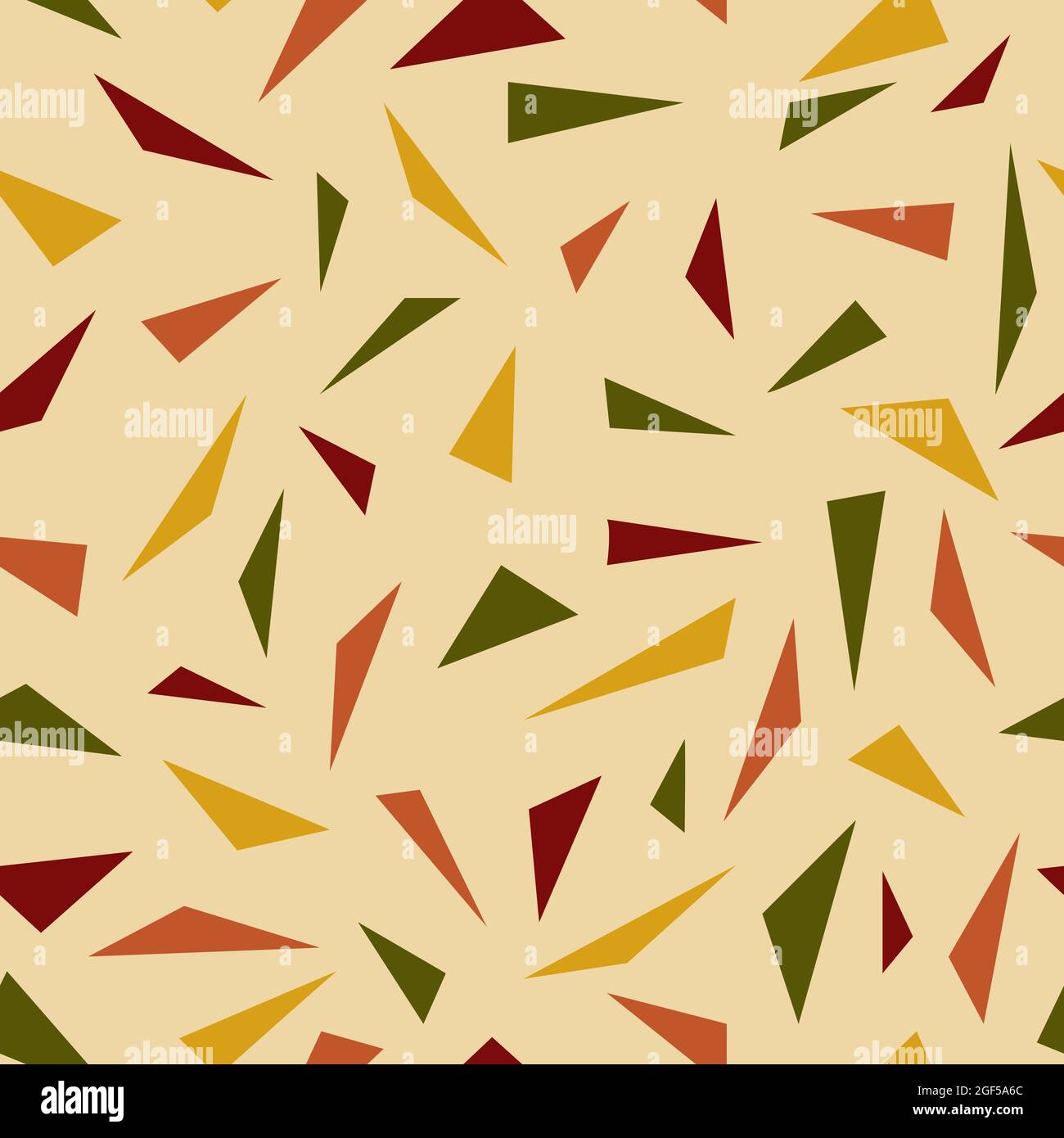 Abstract seamless vector pattern with triangles in green yellow and red color Stock Vector
