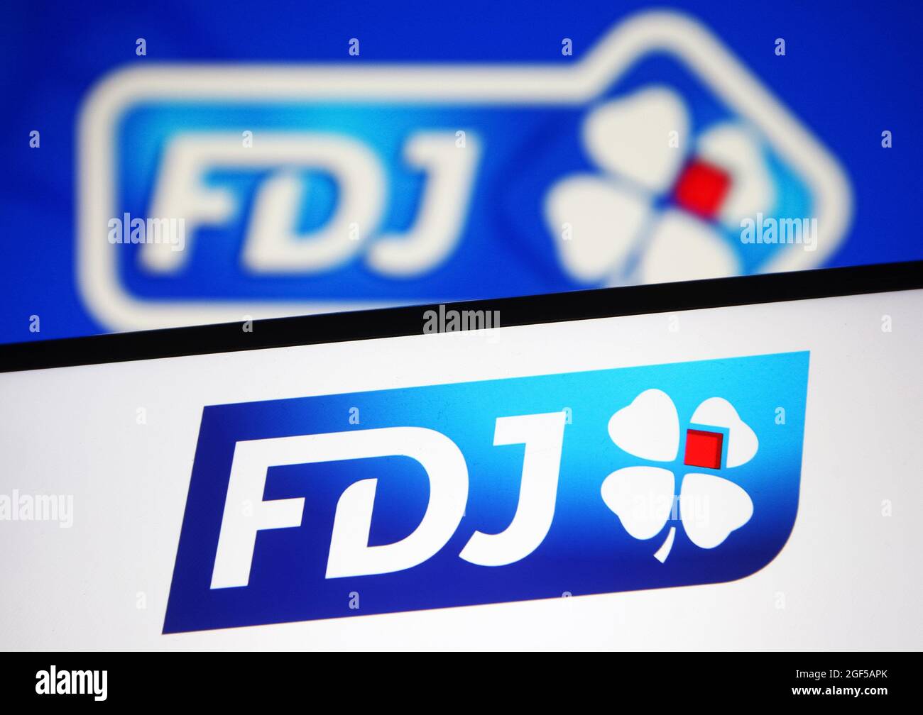 In this photo illustration, Francaise des Jeux (FDJ) logo is seen ...