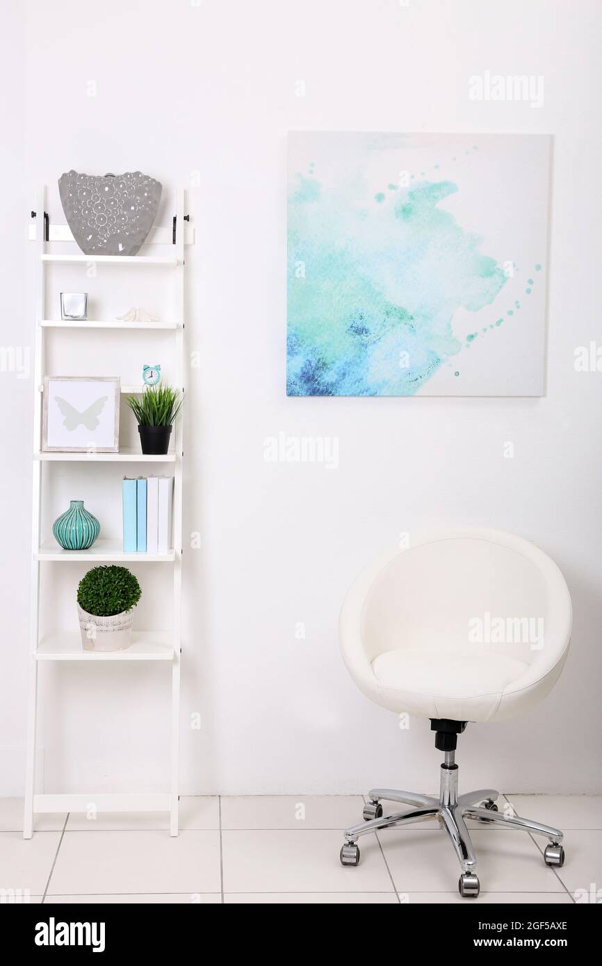 White interior with modern furniture, close up Stock Photo Alamy