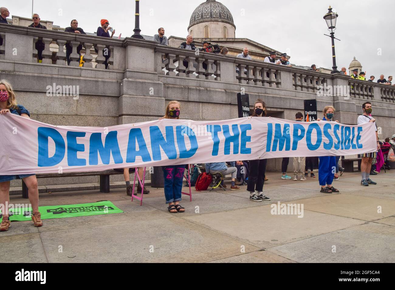 London, United Kingdom. 23rd August 2021. Extinction Rebellion protesters in Trafalgar Square at the start of their two-week campaign, Impossible Rebellion. (Credit: Vuk Valcic / Alamy Live News) Stock Photo