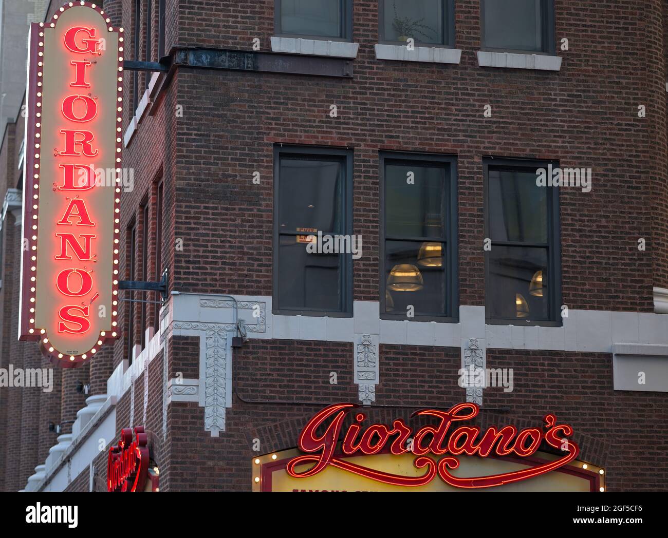 The famous Giordano's Pizza was founded in 1974, Chicago IL Stock Photo