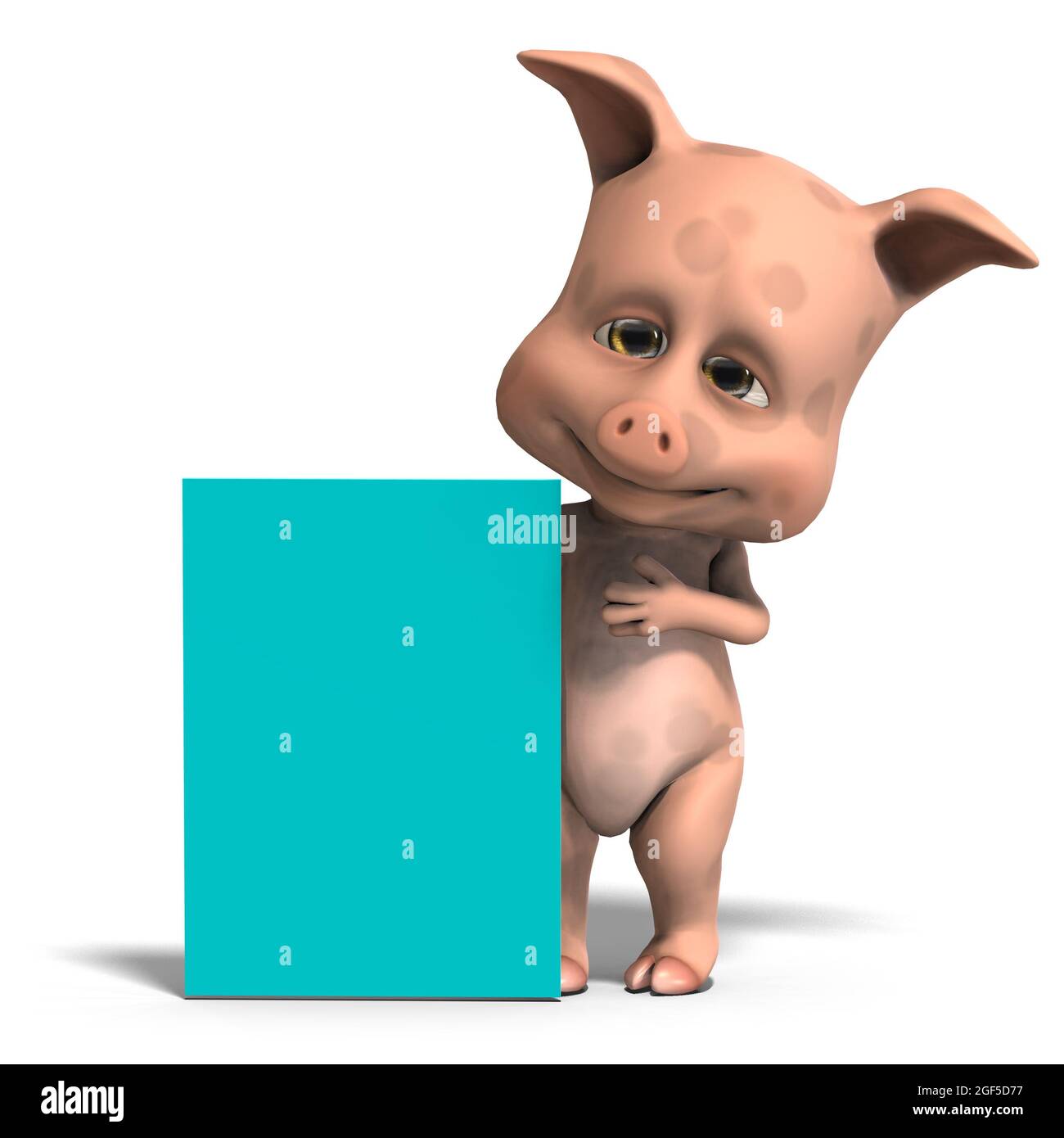invitation from a cute and funny toon pig, 3d-illustration Stock Photo