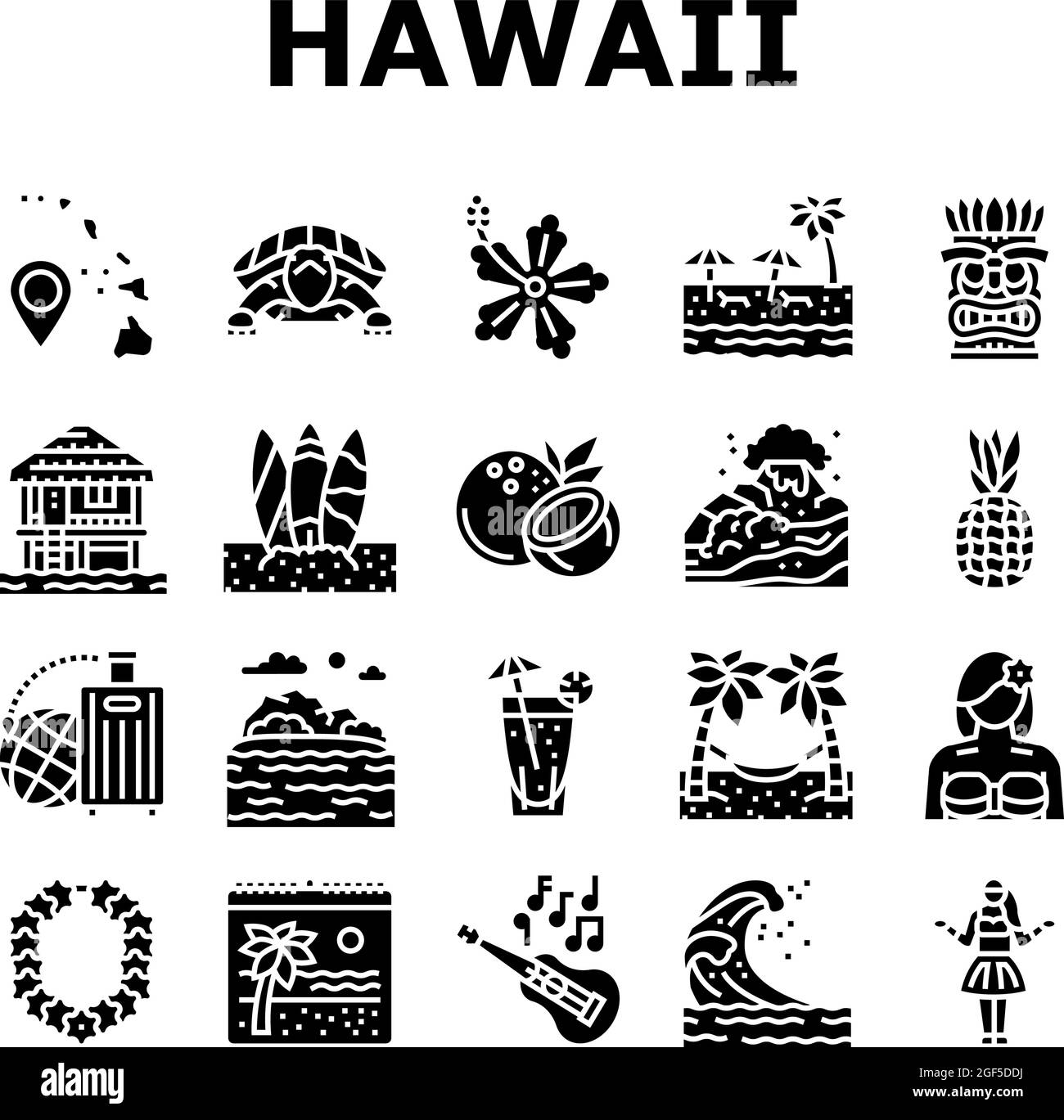 Hawaii Island Vacation Resort Icons Set Vector Stock Vector Image & Art