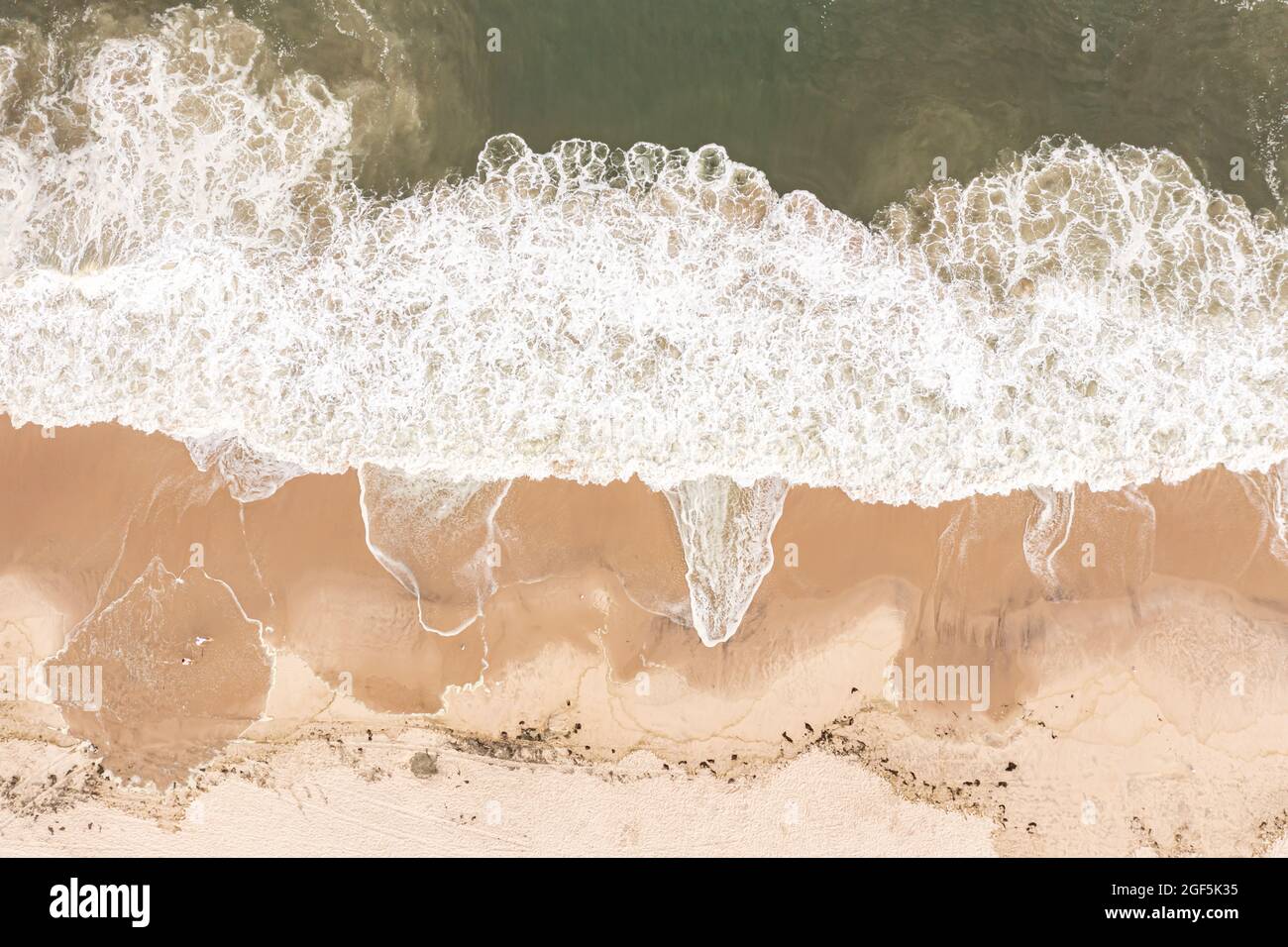 Aerial view of the surf at Flying Point Beach Stock Photo