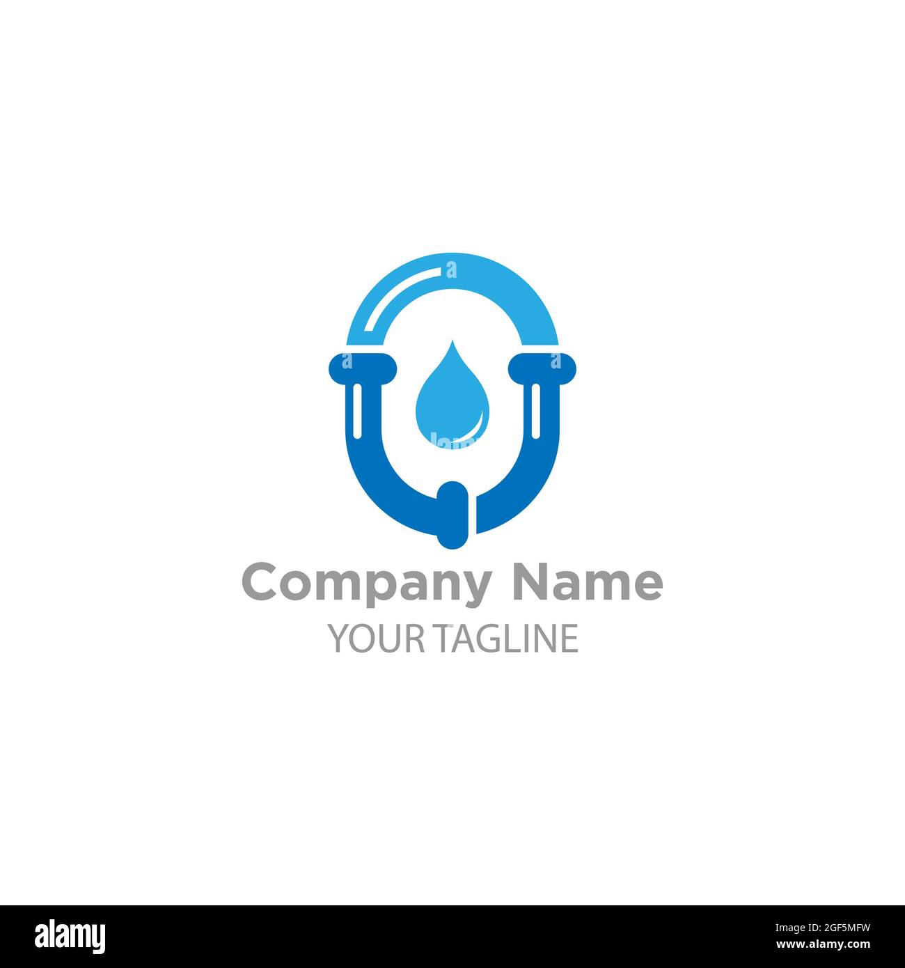 Plumbing service logo with house and water drop.EPS 10 Stock Vector