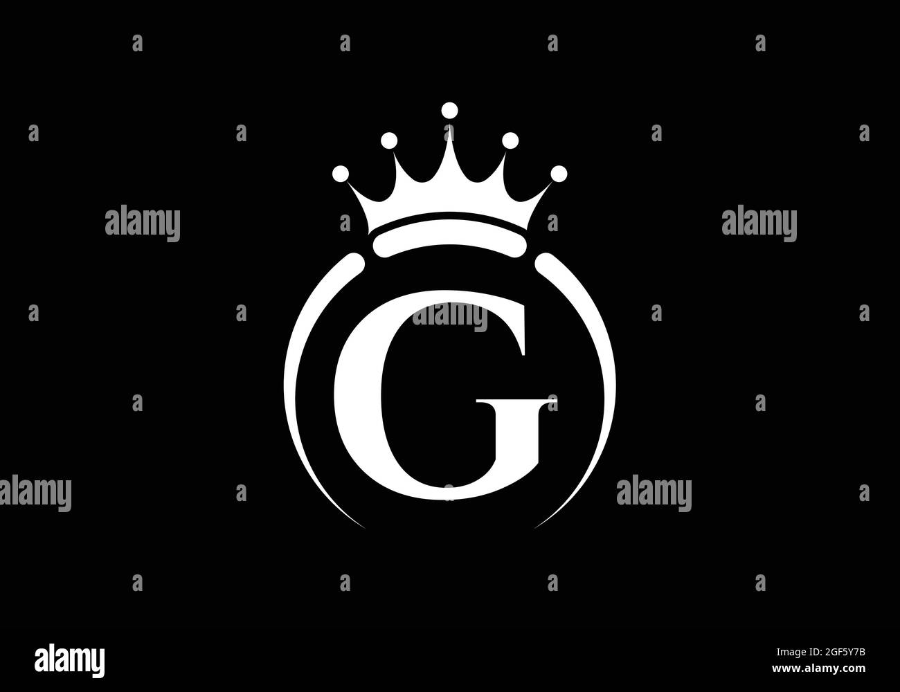 Initial G monogram alphabet with a crown. Royal, King, queen luxury