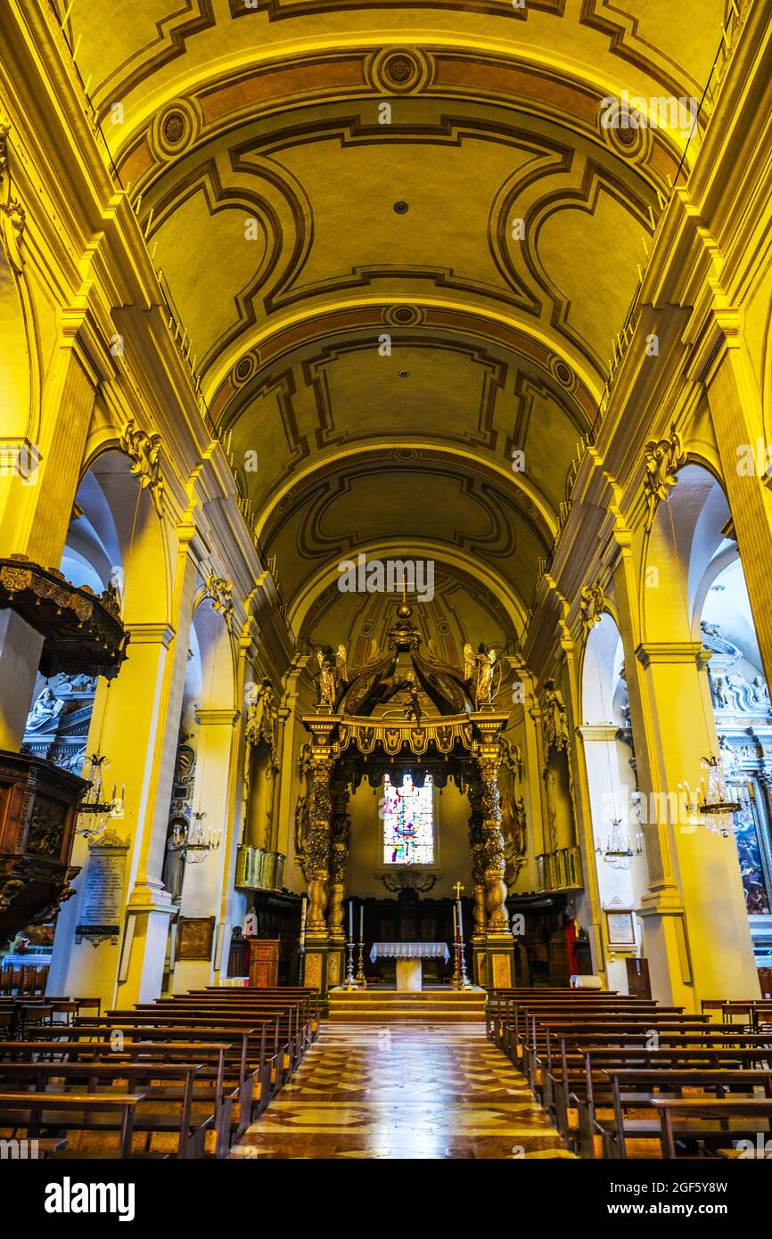 The interior of Chiesa San Lorenzo Martire in Spello Italy Stock Photo