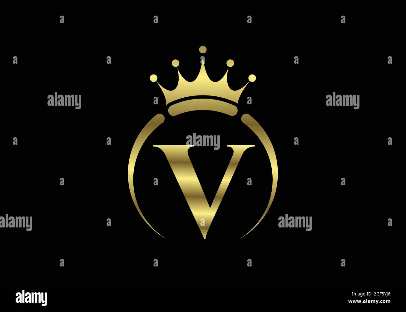 Initial V monogram alphabet with a crown. Royal, King, queen ...