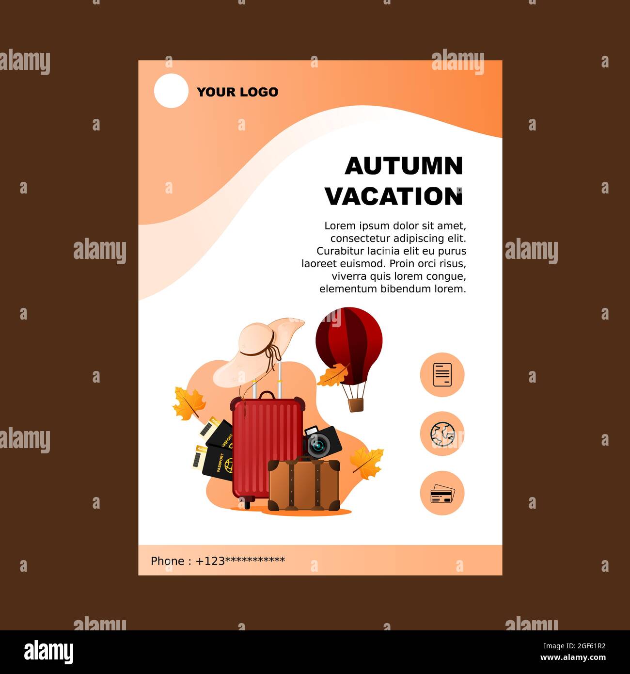 autumn vacation vector illustration flyer design size A4 Stock Vector