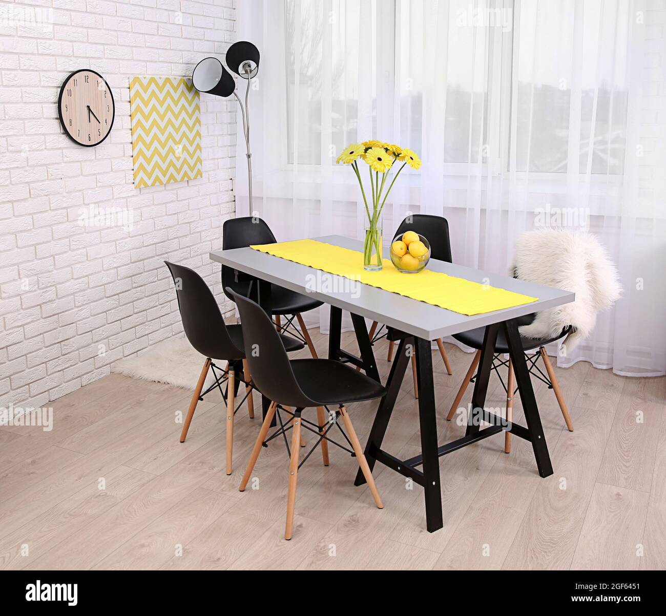 Dining table in home interior Stock Photo - Alamy