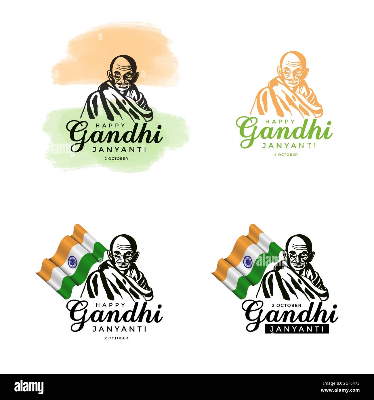 set of Gandhi Jayanti, 2nd October. vector illustration design Stock Vector