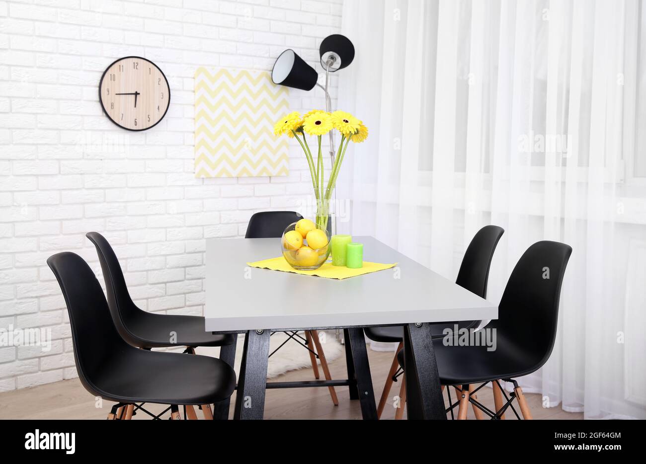 Dining table in home interior Stock Photo Alamy