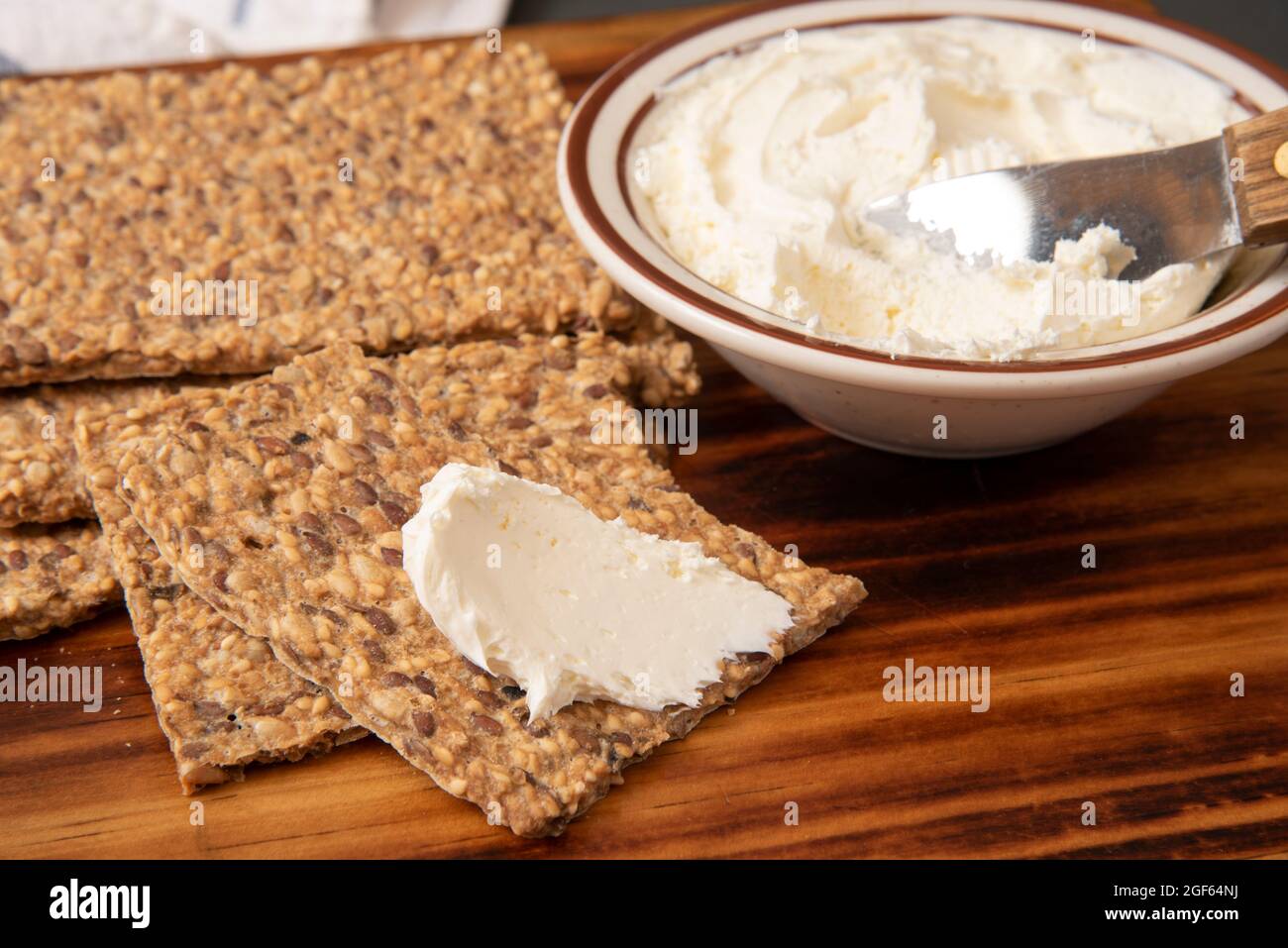 Gourmet gluten free crispbread crackers with sesame, flax and sunflower