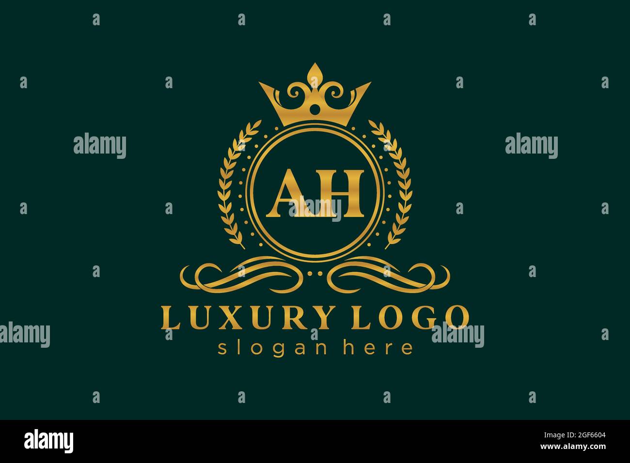 AH Letter Royal Luxury Logo template in vector art for Restaurant, Royalty, Boutique, Cafe, Hotel, Heraldic, Jewelry, Fashion and other vector illustr Stock Vector