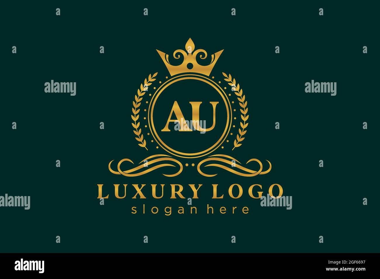 AU Letter Royal Luxury Logo template in vector art for Restaurant, Royalty, Boutique, Cafe, Hotel, Heraldic, Jewelry, Fashion and other vector illustr Stock Vector